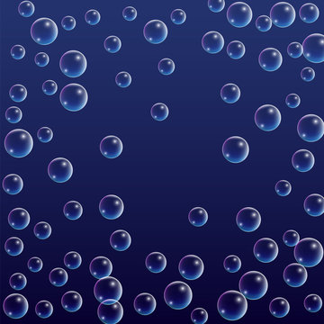 ubble with Hologram Reflection. Set of Realistic Water or Soap Bubbles for Your Design.