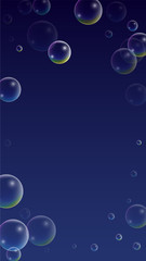 ubble with Hologram Reflection. Set of Realistic Water or Soap Bubbles for Your Design.
