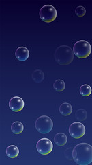 ubble with Hologram Reflection. Set of Realistic Water or Soap Bubbles for Your Design.
