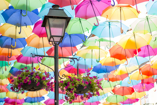 colorful umbrellas in the sky, Agueda Portugal