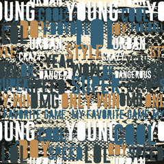 Abstract seamless geometric pattern with geometric shapes, dots, colorful spray paint ink. Grunge urban pattern.