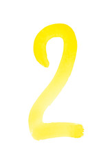 Yellow watercolor numbers