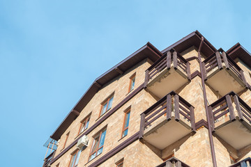 facade of a residential house, bottom view