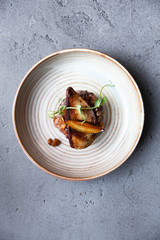 Foie gras with apple and pear chutney on the toast