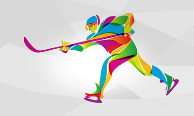 Hockey player abstract color silhouette vector illustration eps8