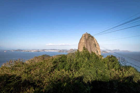 Sugar Loaf Mountain and aerial view of Guanabara Bay from Urca Hill - Rio de Janeiro, Brazil