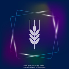 Vector neon light icon ears of wheat, cereal. Ear of oats. Rue ears. Layers grouped for easy editing illustration. For your design