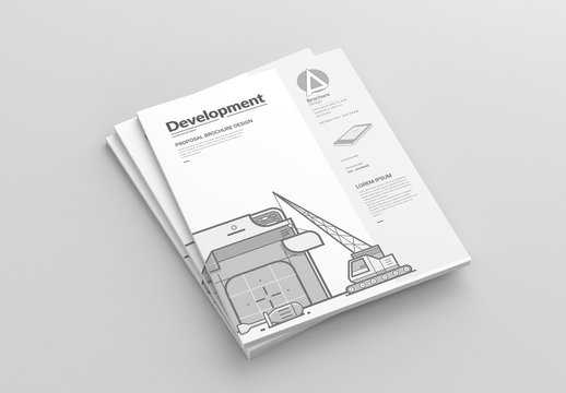 Square Brochure Layout with Web Development Illustrations