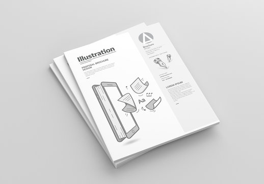 Square Brochure Layout with Design Illustrations