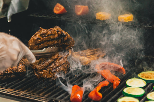 meat on fire