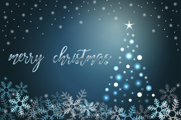 Winter holiday background with snow and fur-tree