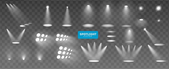 Foto op Plexiglas Scene illumination big collection, transparent effects. Bright lighting with spotlights. Vector Illustration © Vitaliy