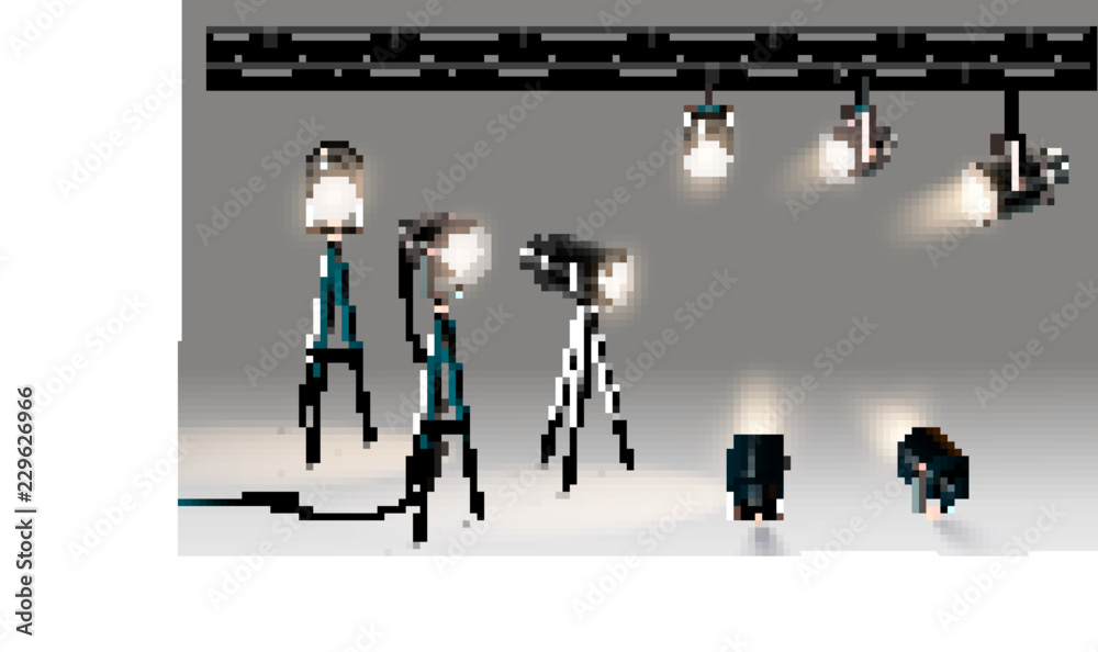 Wall mural spotlights realistic transparent background for show contest or interview vector illustration