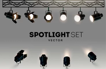 Tuinposter Spotlights realistische transparante achtergrond voor show wedstrijd of interview vectorillustratie © Vitaliy