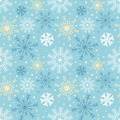 Blue seamless pattern with snowflakes, .