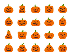 Jack O Lantern simple flat color icons vector set