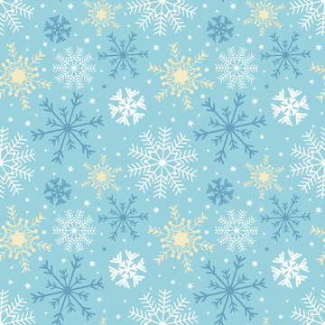 Blue seamless pattern with snowflakes, .