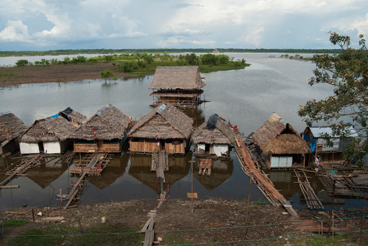 jungle house built on the river