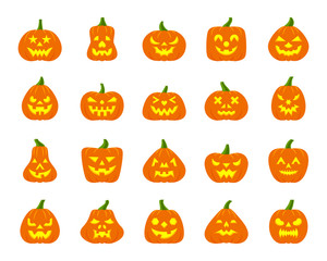 Jack O Lantern simple flat color icons vector set