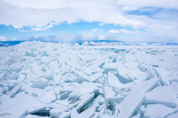 Fototapeta na wymiar Ice hummocks of Lake Baikal