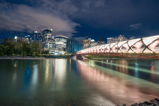 Calgary, Alberta City Skyline and Peace Bridge