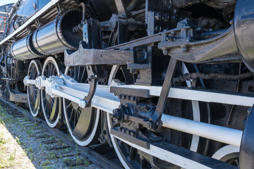 Wheels of Old Steam Locomotive Train
