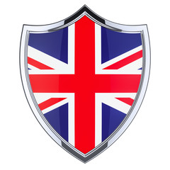 Shield with British flag, 3D rendering