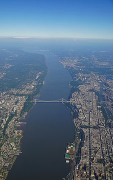 Aerial view of the George Washington Bridge over the Hudson River between New York and New Jersey 