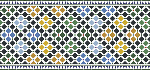 wall tiles alhambra design - obrazy, fototapety, plakaty