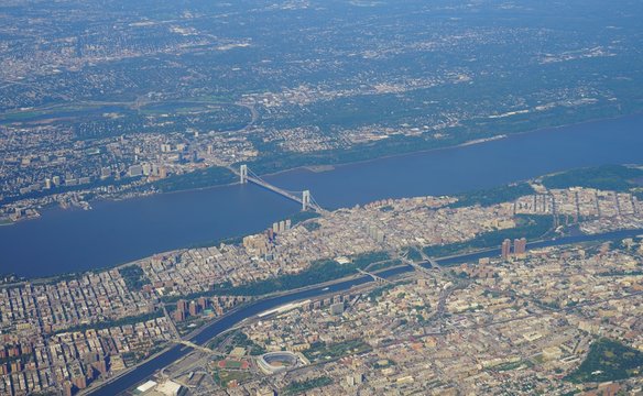 Aerial view of the George Washington Bridge over the Hudson River between New York and New Jersey 