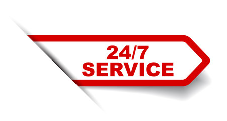 red vector banner 24/7 service