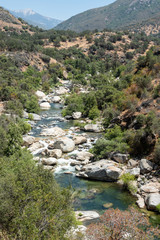 Fototapeta na wymiar View of the Kaweah River near the entrance to Sequoia National Park, California