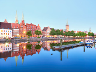 Historic city of Luebeck with famous Trave river Schleswig-Holstein