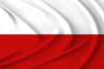 The Polish flag waving from the wind, proudly waving in the wind