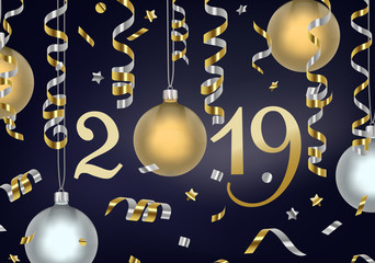 New year 2019 greeting corporate cards in vector. Banner celebration.