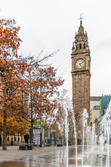 Albert memorial clock in Belfast, UK - obrazy, fototapety, plakaty