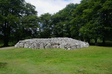 The Clava cairn is a type of Bronze-Age circular tomb chamber named after the group of three cairns at Balnuaran of Clava, east of Inverness in the Highlands of Scotland. 