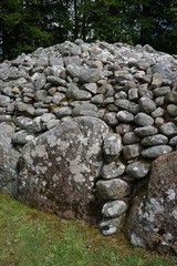 Close up of the stones that form one of the cairns at Balnuaran of Clava, east of Inverness in the Highlands of Scotland. The site includes three circular Bronze-Age burial chambers.