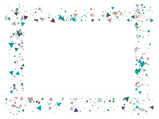 Blast Glass Shatter Memphis Vector Frame. Triangle Fragmentation Particles Explosion Border Design. Breakage Fast Moving Fragments Exploding Glass Frame. Shattered Fragments Burst Explosive Background