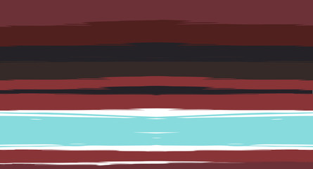 Brown, Black, Blue Vector Seamless Summer Pattern Narrow Sailor Stripes. Trendy Textured Horizontal Hipster Lines, Paintbrush Male Fabric Design. Vector Watercolor Seamless Stripes Track Background.