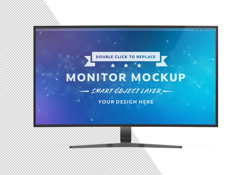 Curved Monitor Isolated on White Mockup
