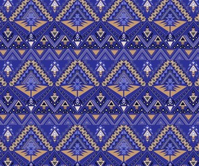 Vector Seamless Tribal Pattern. Stylish Art Ethnic Print Ornament with Triangles, Chevrons, Rhombuses and Stripes