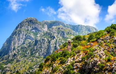 Fototapeta na wymiar Mountains near old town Kotor, Montenegro.