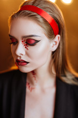 Beautiful Halloween Vampire Woman portrait. B