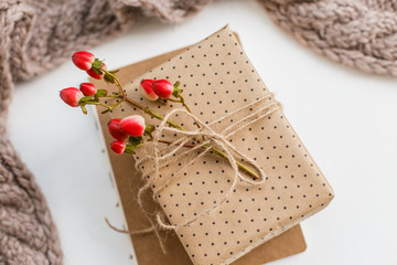 Handmade gift wrapping for thanksgiving or christmas