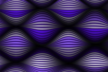 Trendy Abstract Background. Vector Wallpaper with Effect of Volume and Movement. Distorted Ultraviolet Surface. Wavy Lines and Gradient Mesh. Futuristic 3D Illustration with Distortion of Lines. Flow.