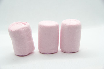 three pink marshmallows