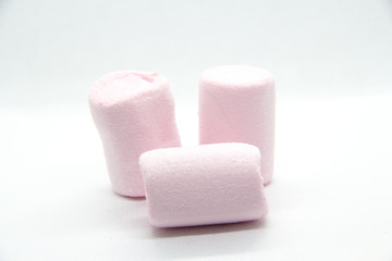 three pink marshmallows