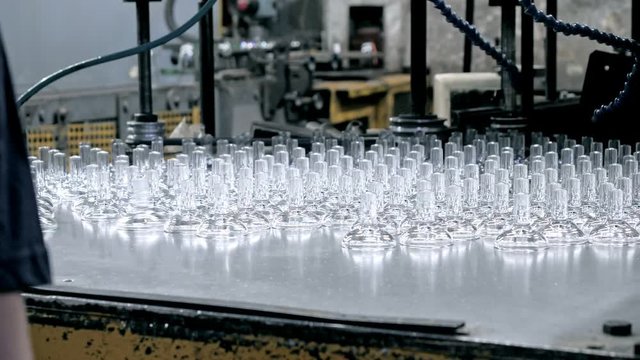 Glassware production line on the plant