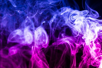 Colored smoke on black background